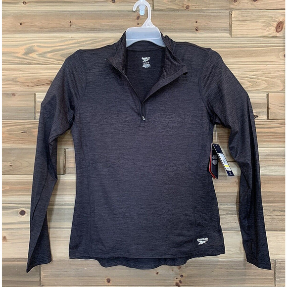 REEBOK ALL AROUND HALF ZIP Black Slim Fit Pullover Athletic Jacket Women's Sz L - Picture 8 of 11